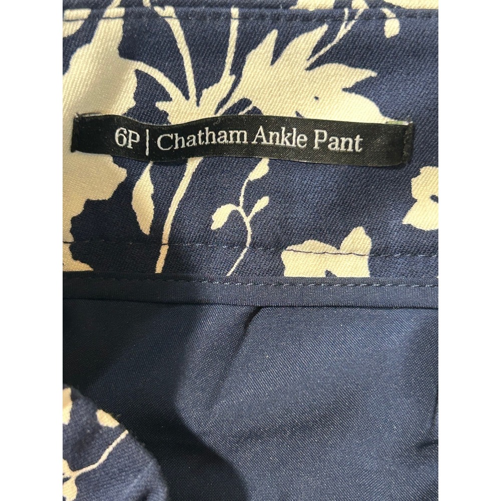 Talbots Chatham Ankle Pant 6P Navy White Floral Side Zip Stretch Cotton Trousers - Picture 3 of 10